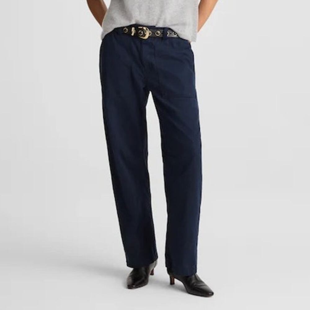 Madewell Darted Barrel Leg Pant Classic Navy Comfort Stretch Size 29 NWT